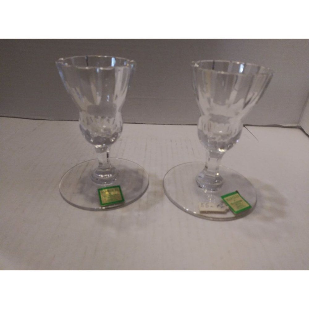 Waterford Crystal Marquis Set of 2 Candle Stick Holders 4" tall
